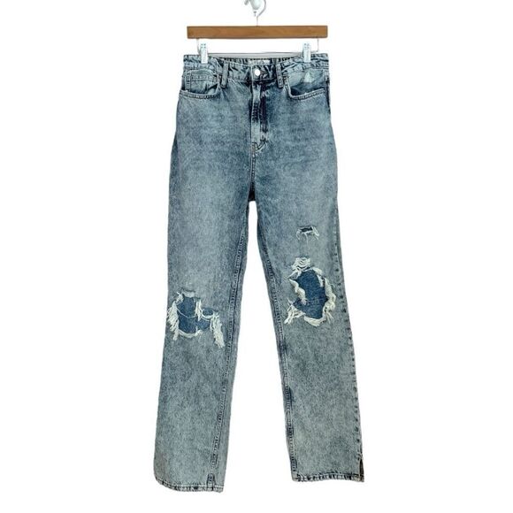 We the Free My Own Lane Distressed Light Wash Bootcut Straight Jeans, Size 29 - Picture 4 of 14